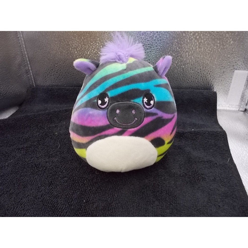 Squishmallows Rainbow Zebra Plush 8 Inch Safari Animal Stuffed Toy Purple Mane